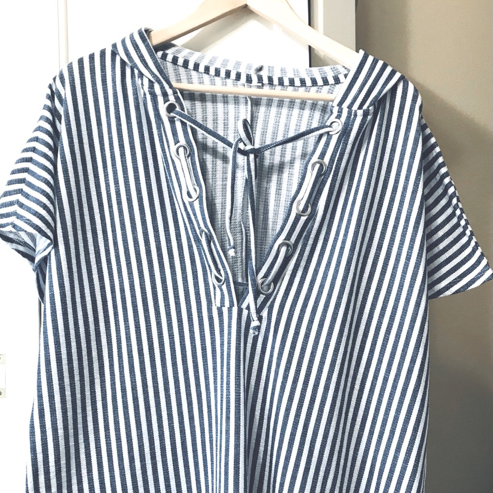 CoverUp•SunBathing XL 14/16 Blue & White Stripe